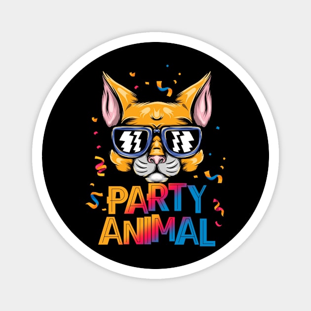 Party Animal - Funny Cats Magnet by Hip City Merch